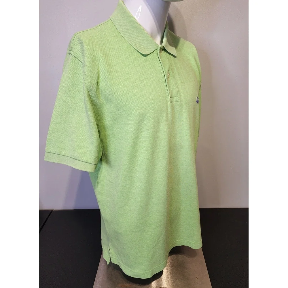 Brooks Brothers 346 Polo Mens Large Green Solid Purple Logo Short Sleeve Shirt - Picture 3 of 9